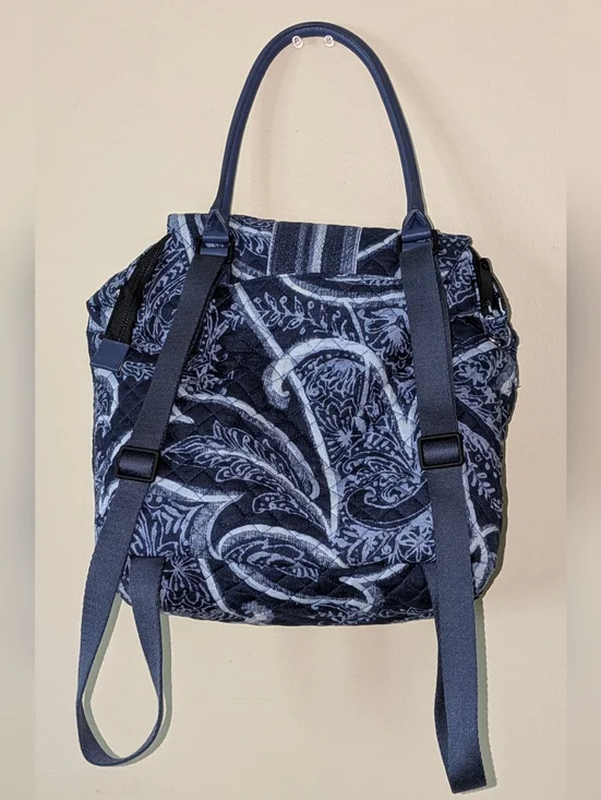 Vera Bradley Indigo Quilted Convertible Backpack Tote - Picture 4 of 12